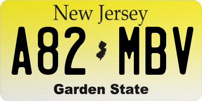 NJ license plate A82MBV