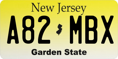 NJ license plate A82MBX