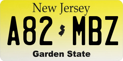 NJ license plate A82MBZ
