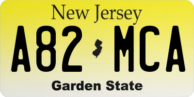 NJ license plate A82MCA