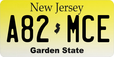 NJ license plate A82MCE
