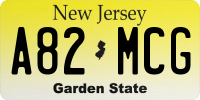 NJ license plate A82MCG