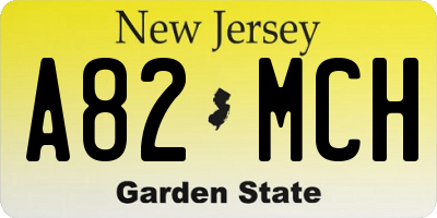 NJ license plate A82MCH
