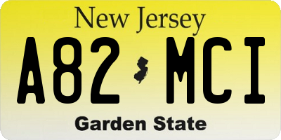 NJ license plate A82MCI