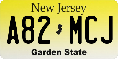 NJ license plate A82MCJ