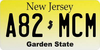 NJ license plate A82MCM
