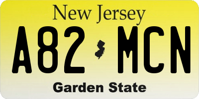 NJ license plate A82MCN