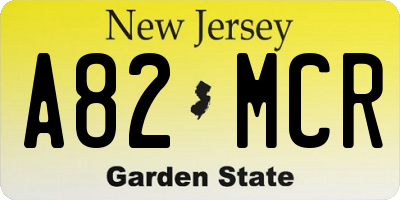 NJ license plate A82MCR
