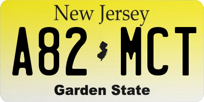 NJ license plate A82MCT