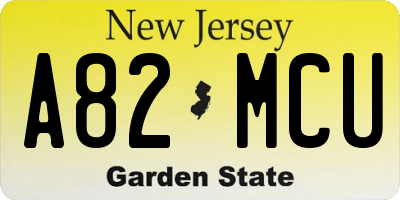 NJ license plate A82MCU