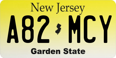 NJ license plate A82MCY