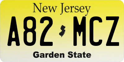 NJ license plate A82MCZ