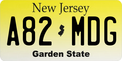 NJ license plate A82MDG