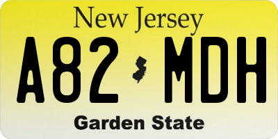NJ license plate A82MDH