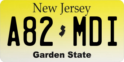 NJ license plate A82MDI
