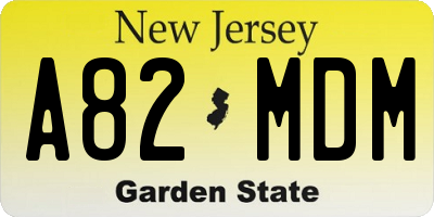 NJ license plate A82MDM