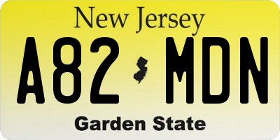 NJ license plate A82MDN