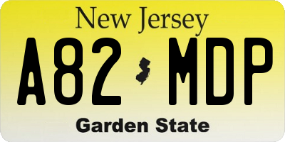 NJ license plate A82MDP