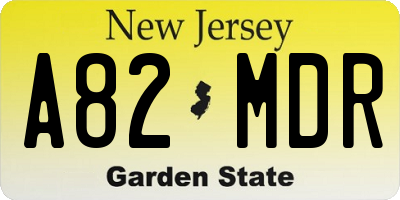 NJ license plate A82MDR