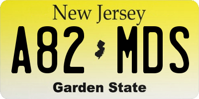 NJ license plate A82MDS