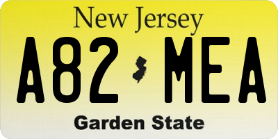 NJ license plate A82MEA