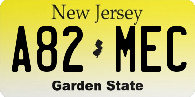 NJ license plate A82MEC