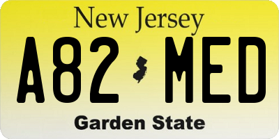 NJ license plate A82MED