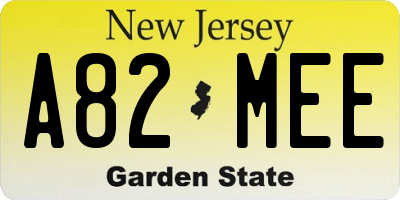 NJ license plate A82MEE
