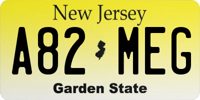 NJ license plate A82MEG