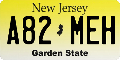 NJ license plate A82MEH