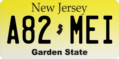 NJ license plate A82MEI