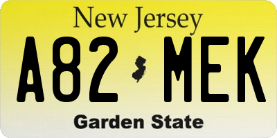 NJ license plate A82MEK