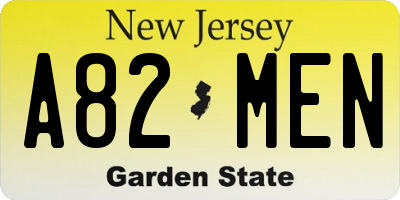NJ license plate A82MEN