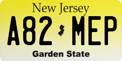 NJ license plate A82MEP