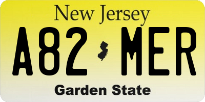 NJ license plate A82MER
