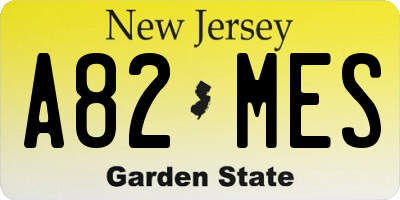 NJ license plate A82MES