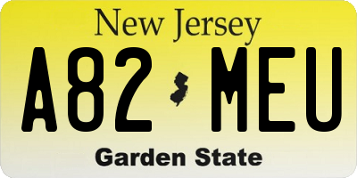 NJ license plate A82MEU