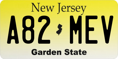 NJ license plate A82MEV