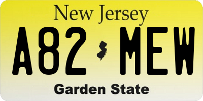 NJ license plate A82MEW