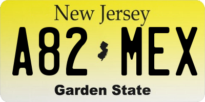 NJ license plate A82MEX