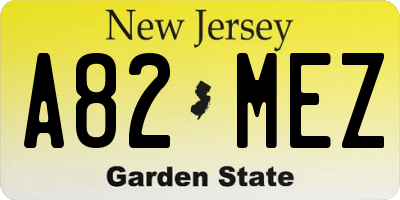 NJ license plate A82MEZ