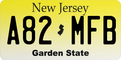 NJ license plate A82MFB