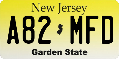 NJ license plate A82MFD