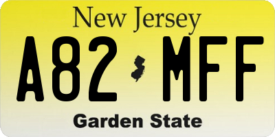 NJ license plate A82MFF