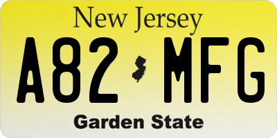 NJ license plate A82MFG