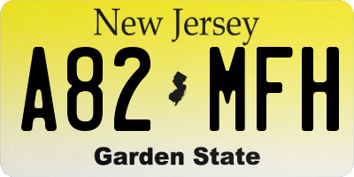 NJ license plate A82MFH