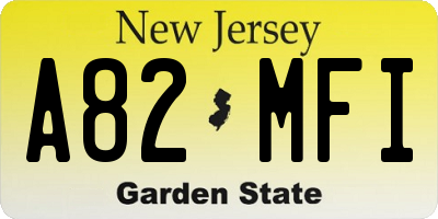 NJ license plate A82MFI