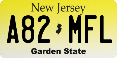 NJ license plate A82MFL