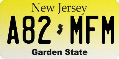 NJ license plate A82MFM