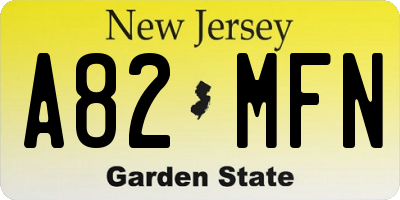 NJ license plate A82MFN